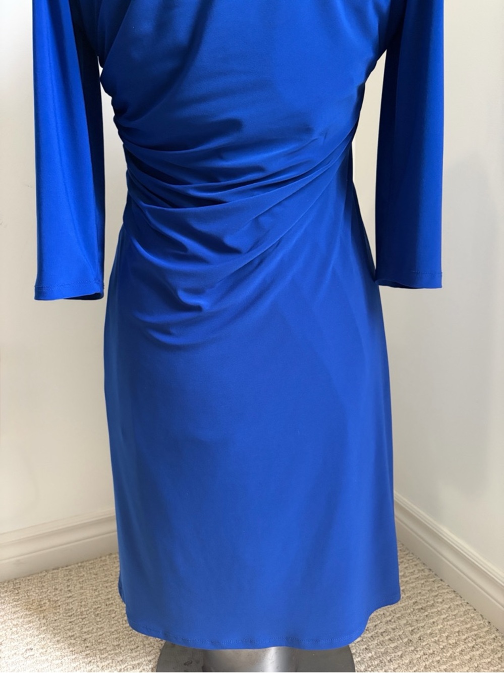 Frank Lyman Design Royal Blue Draped Midi Dress SIZE 16 - Picture 2 of 13